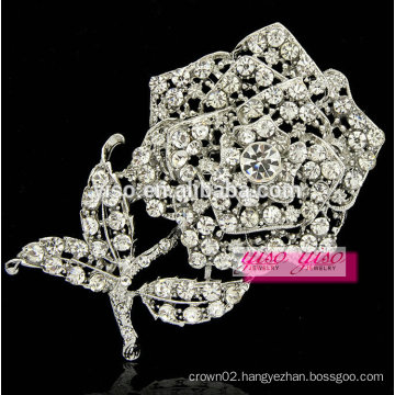 fashion accessories hollow open rose with lefty crystal brooch